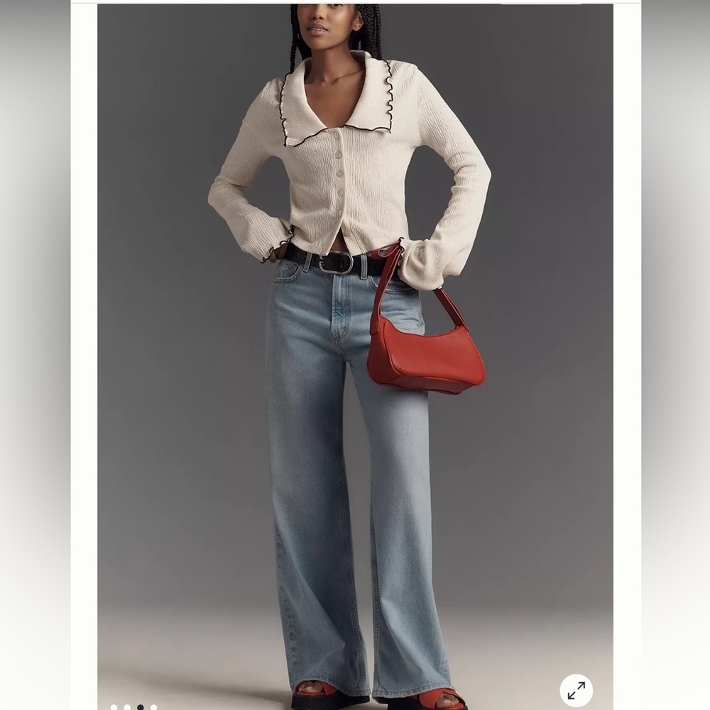 Anthropologie Nation Los Angeles Daisy Oversized Collar Button-Front Top - Picture 4 of 12